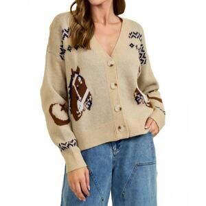NEW DOE AND RAE starlight mustang cardigan in beige